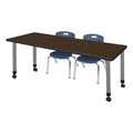 Mobile Rectangular Table with 2 Stack Chairs G9600