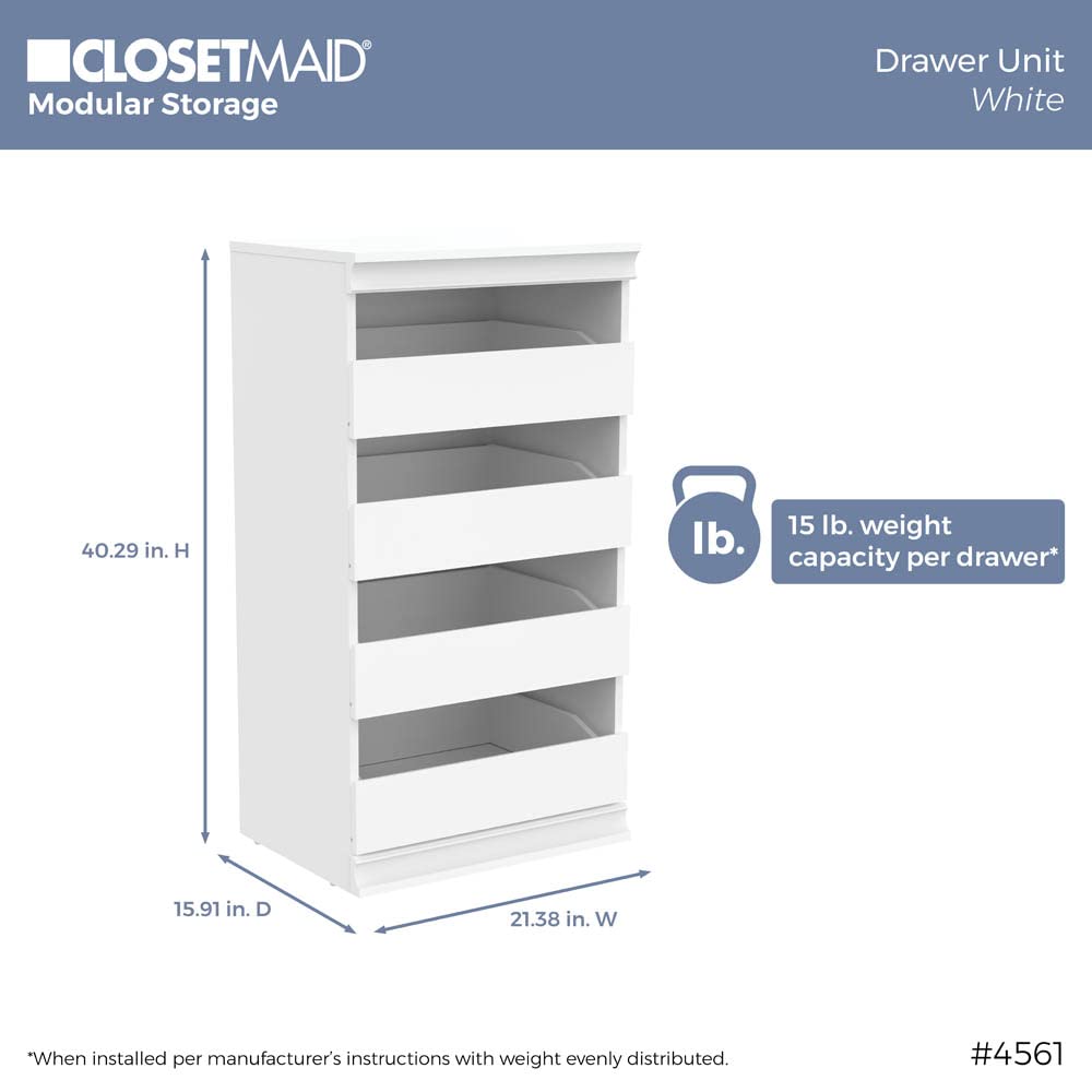 White 4 Drawer Wood Modular Storage Unit W297601