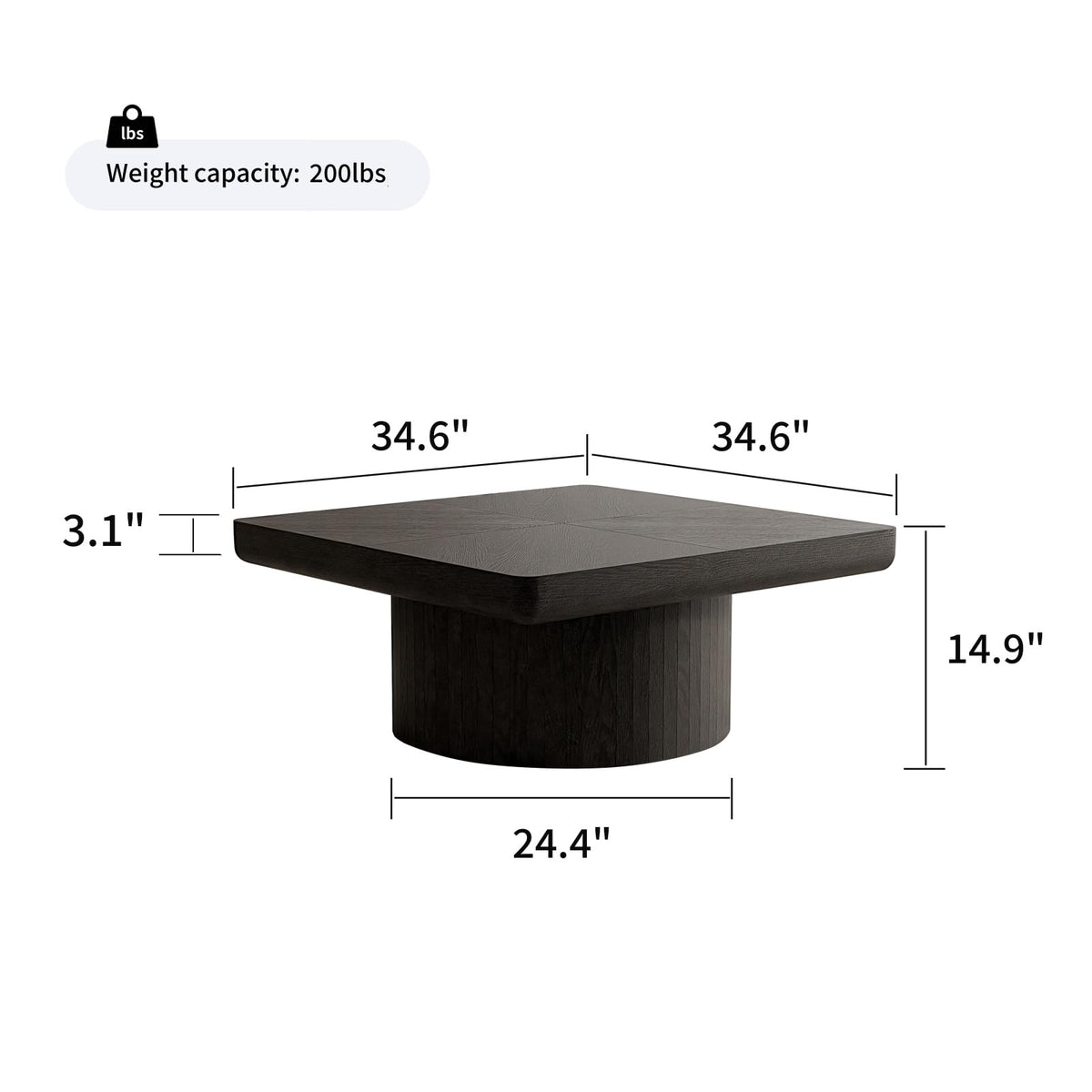 Black Square Coffee Table D748644