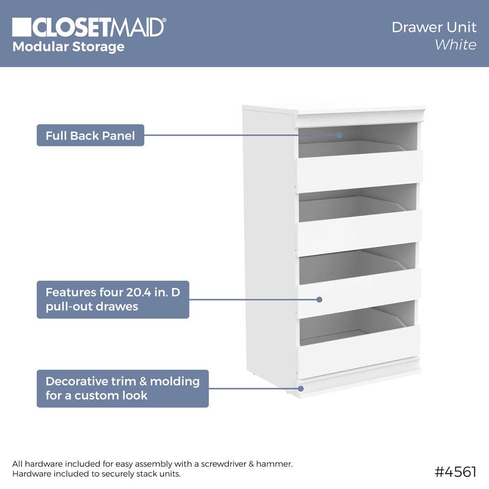 White 4 Drawer Wood Modular Storage Unit W297601