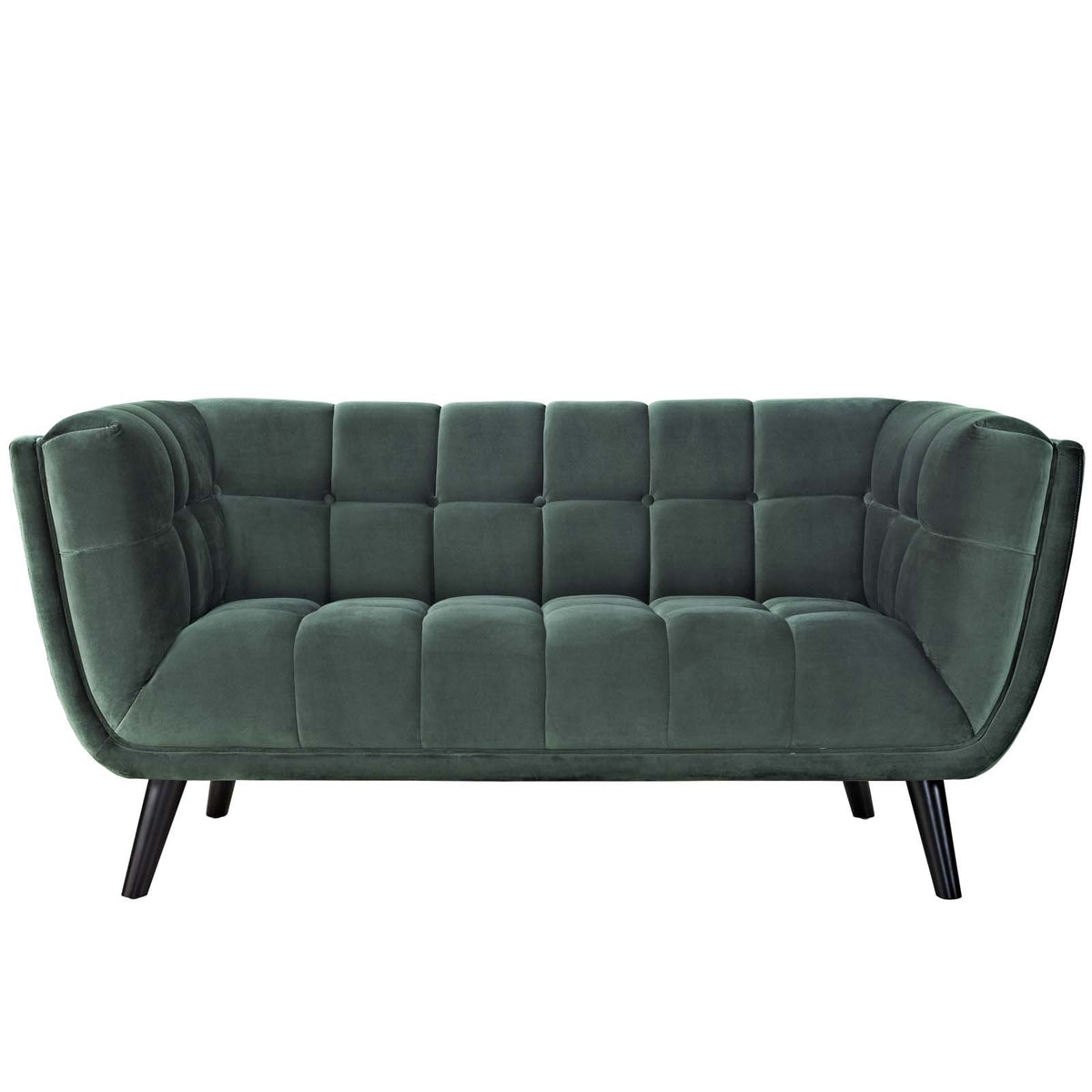 Green Velvet Button-Tufted Loveseat P89577