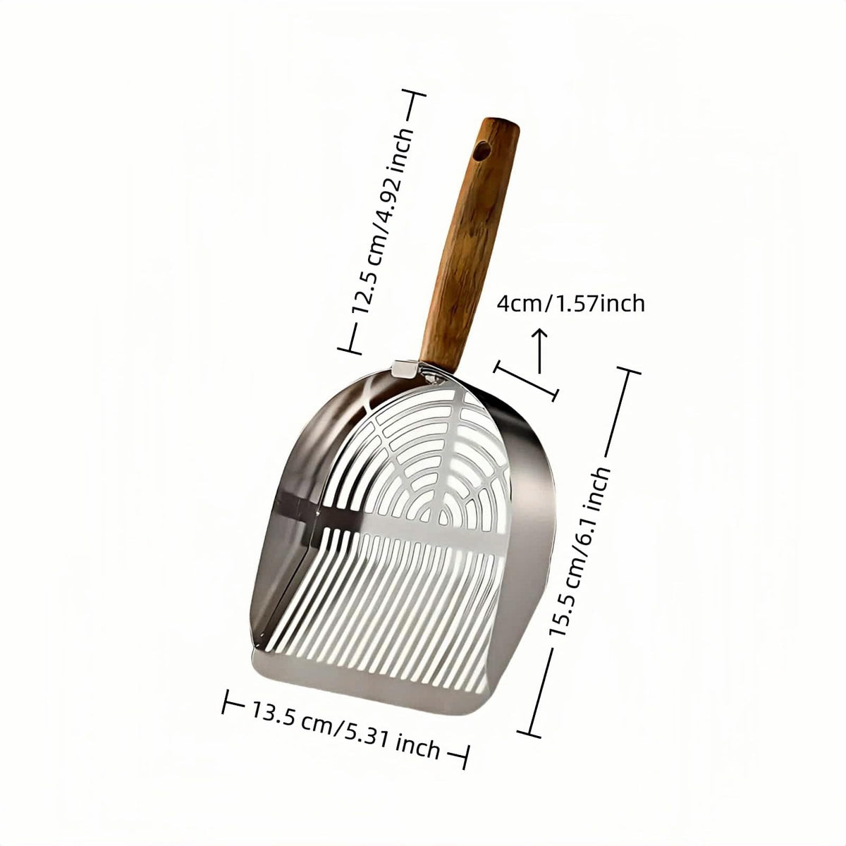 Stainless Steel Cat Litter Scoop with Wood Handle J6198