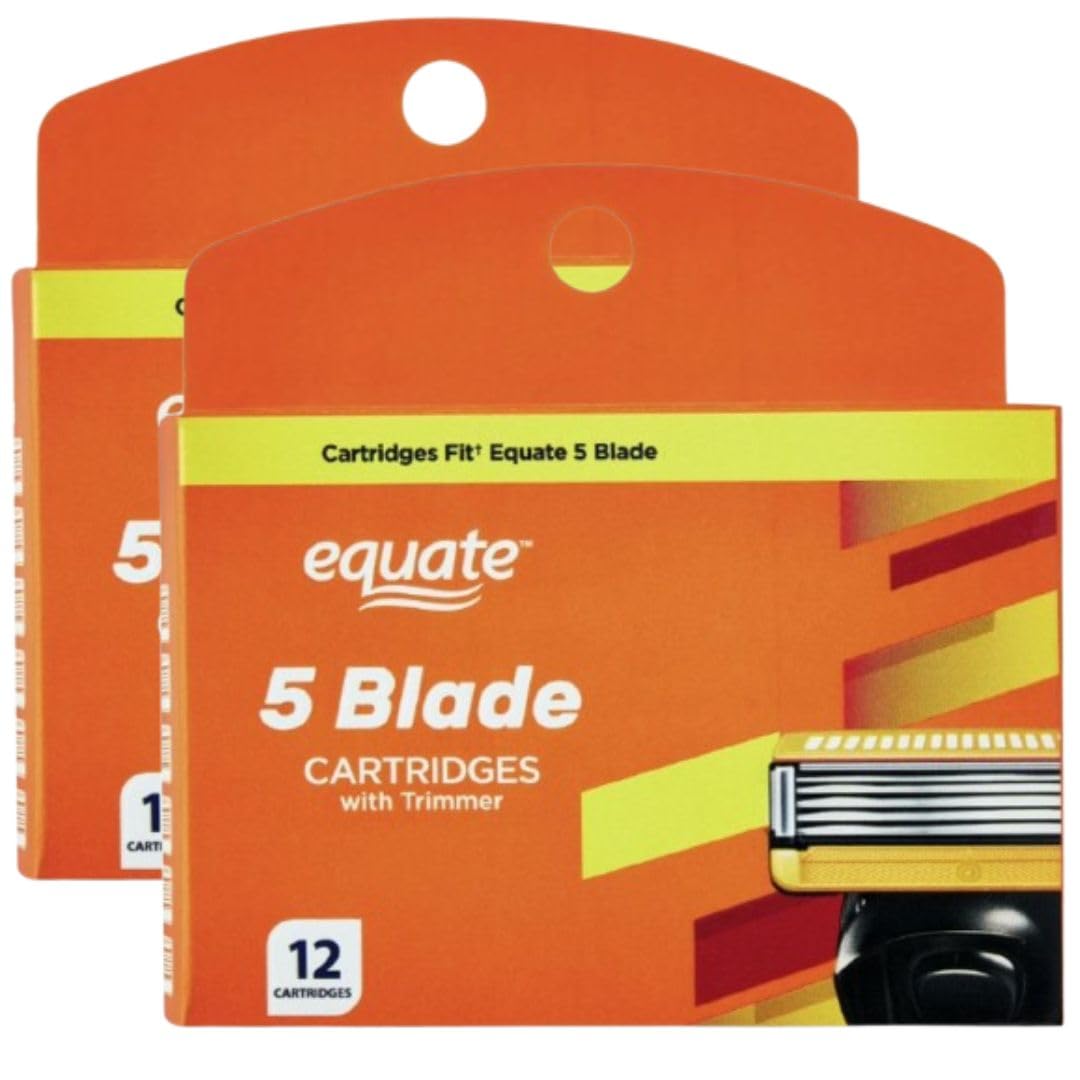 5 Blade Razor Cartridge Refills with Trimmer, 24 Count 2 Pack R2714