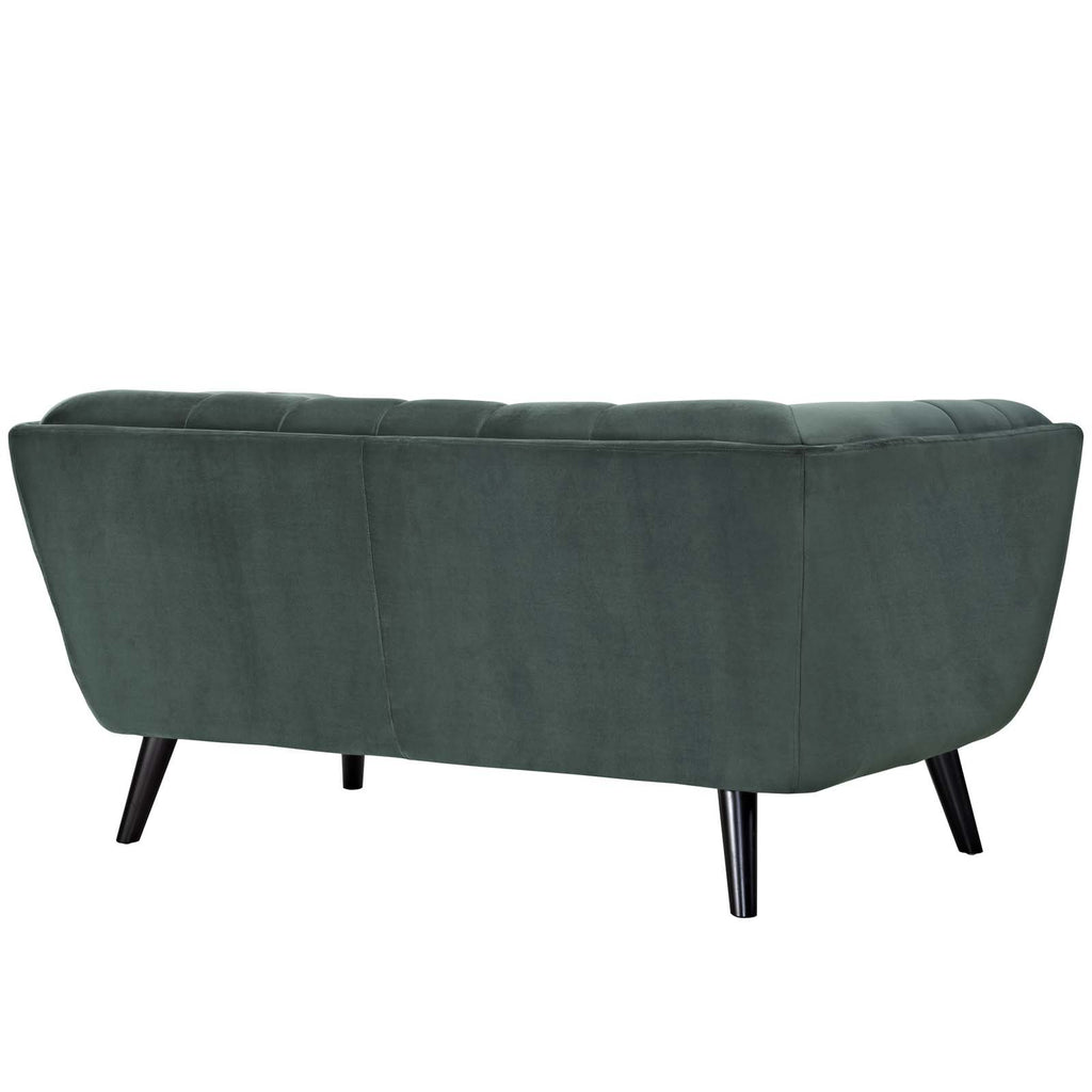 Green Velvet Button-Tufted Loveseat P89577
