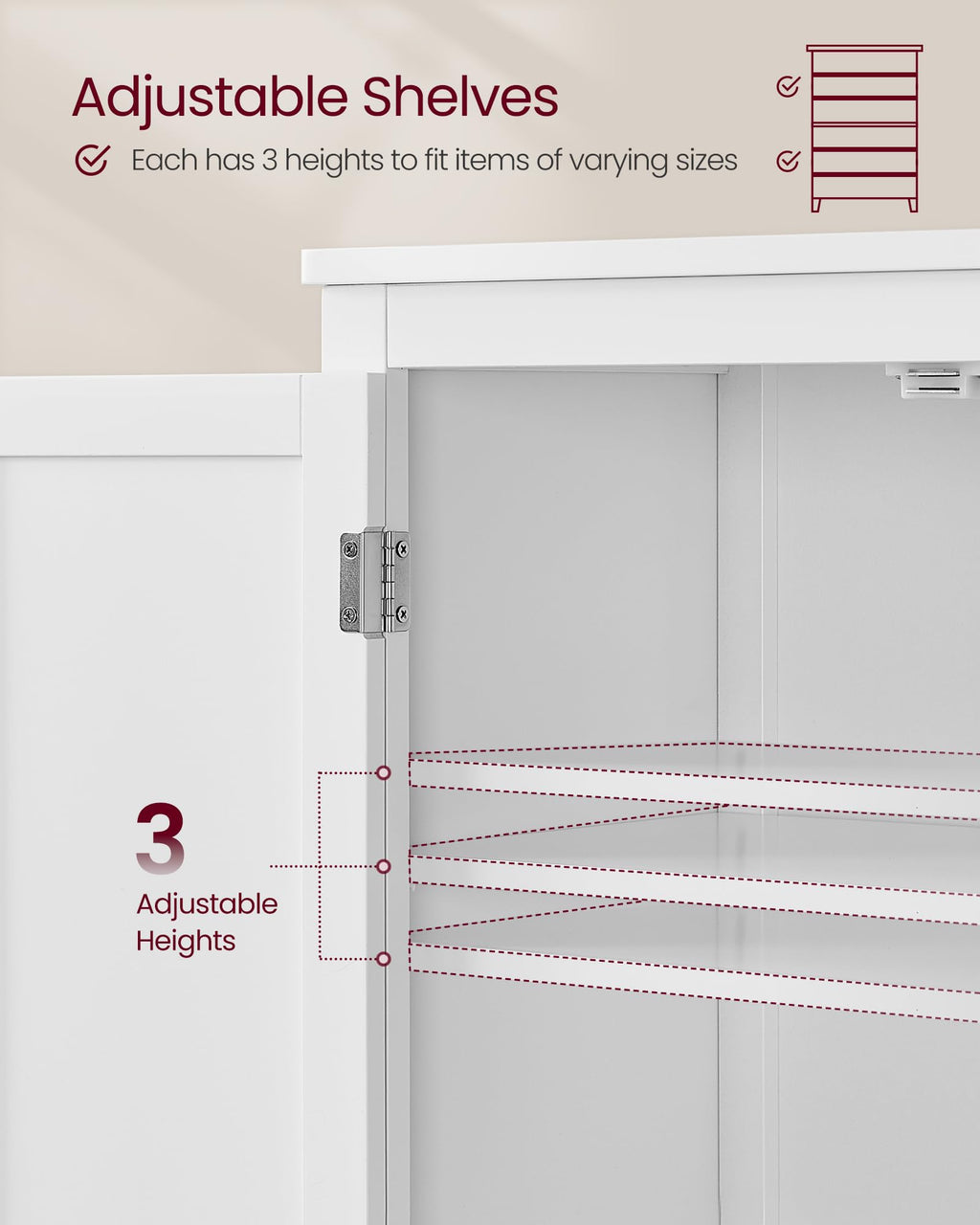 Tall Storage Cabinet with 4 Doors and 4 Adjustable Shelves Y3180