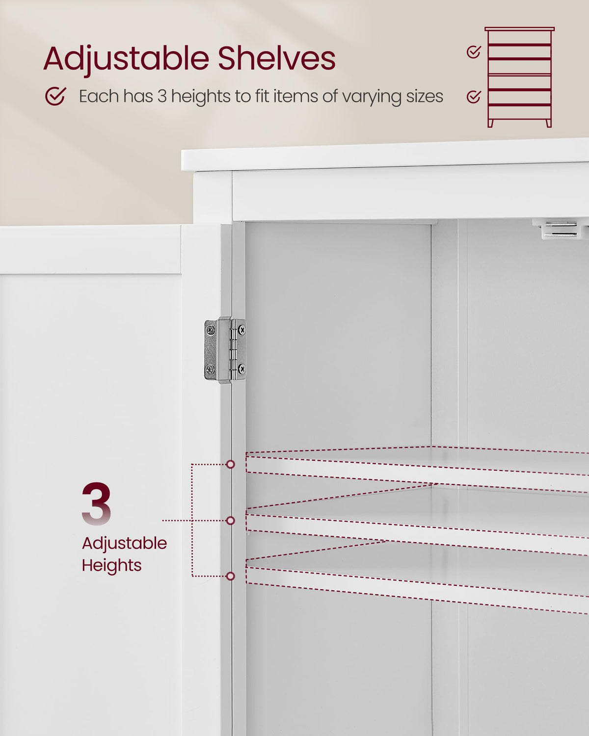 Tall Storage Cabinet with 4 Doors and 4 Adjustable Shelves Y3180