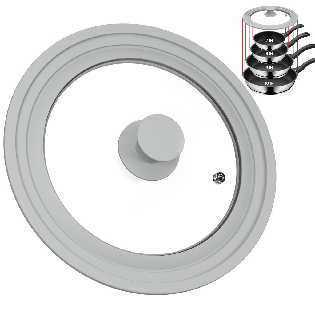 Tempered Glass Universal Lid with Silicone Rim Fits 8" 9" 9.5" Cookware Y772573