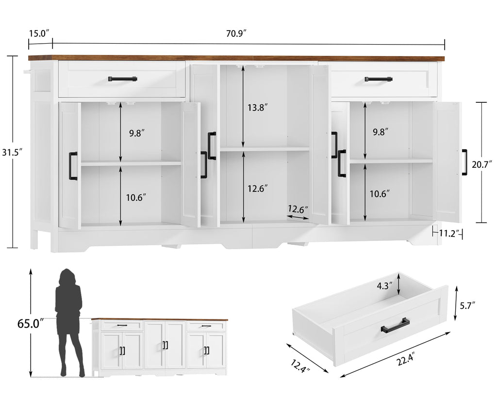 White Buffet Cabinet with Storage S678921