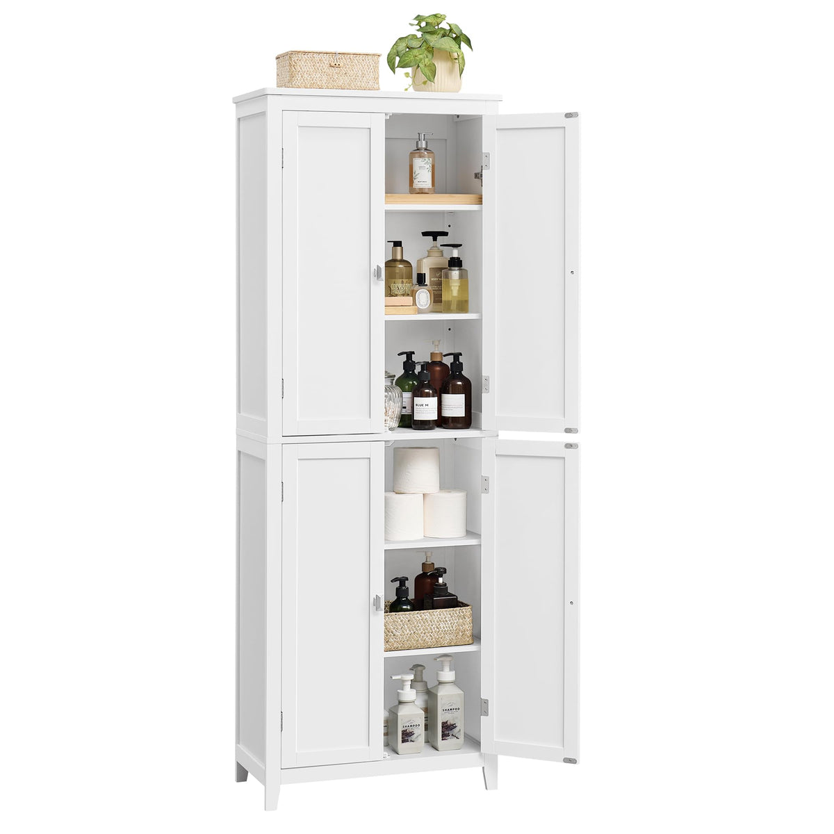 Tall Storage Cabinet with 4 Doors and 4 Adjustable Shelves Y3180