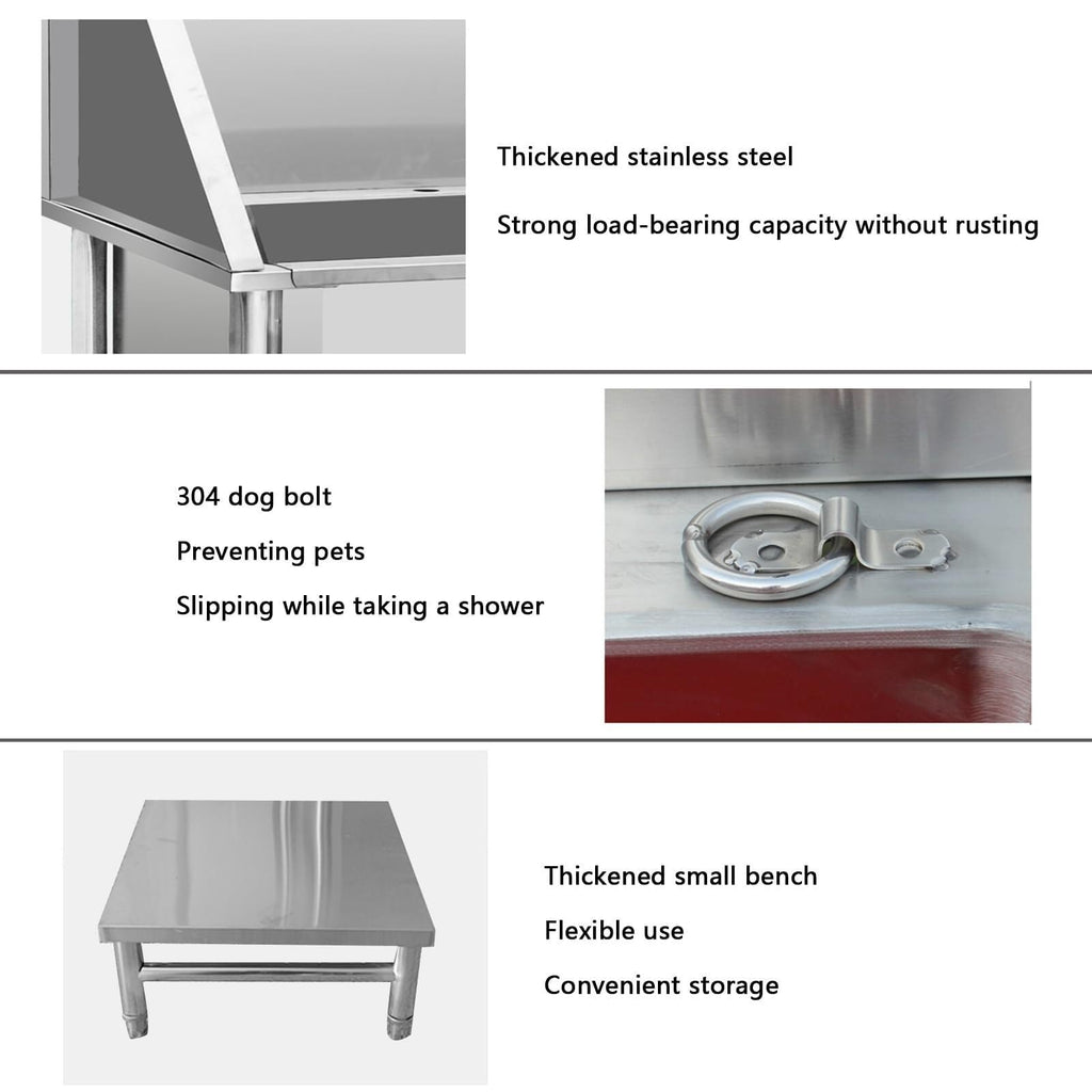 Stainless Steel Dog Washing Station with Sliding Door Q964258