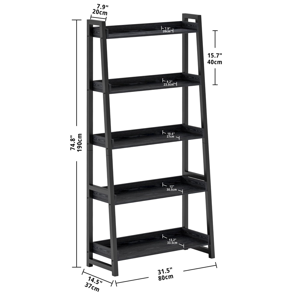 5-Tier Industrial Ladder Shelf Bookcase U680