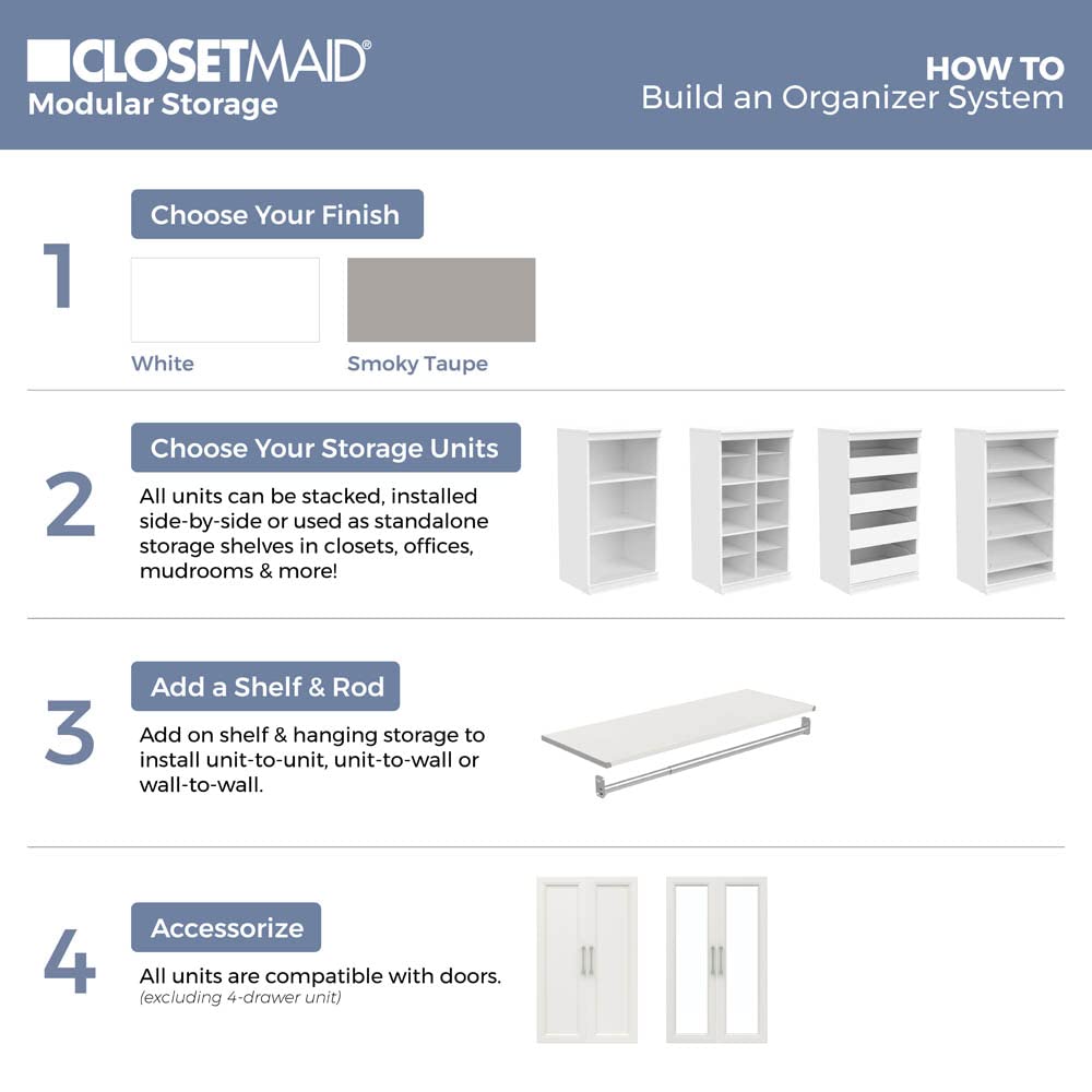 White 4 Drawer Wood Modular Storage Unit W297601