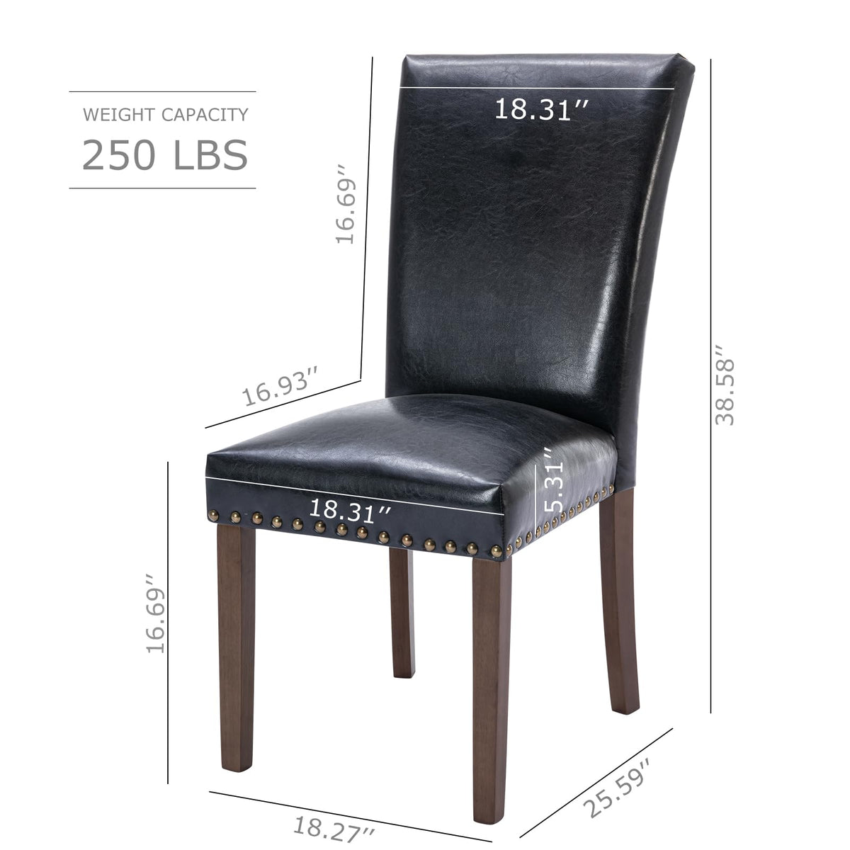 High Back Upholstered Dining Chairs Set of 2 Black H722