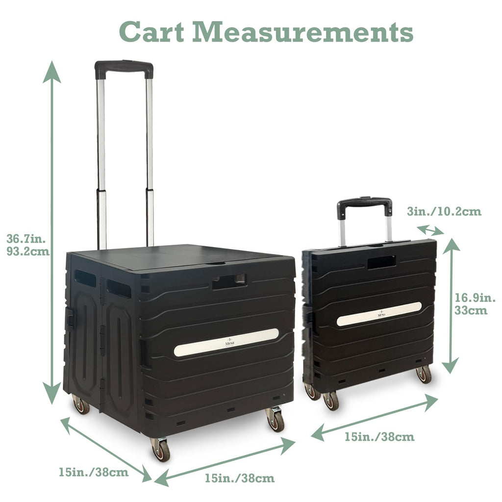 Collapsible Folding Utility Cart with 360° Wheels, Black U1078