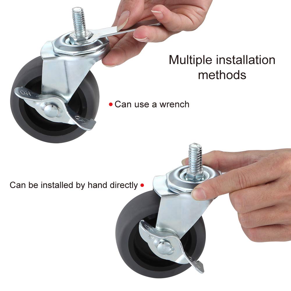 3" Locking Swivel Threaded Stem Casters Set of 4 W32026