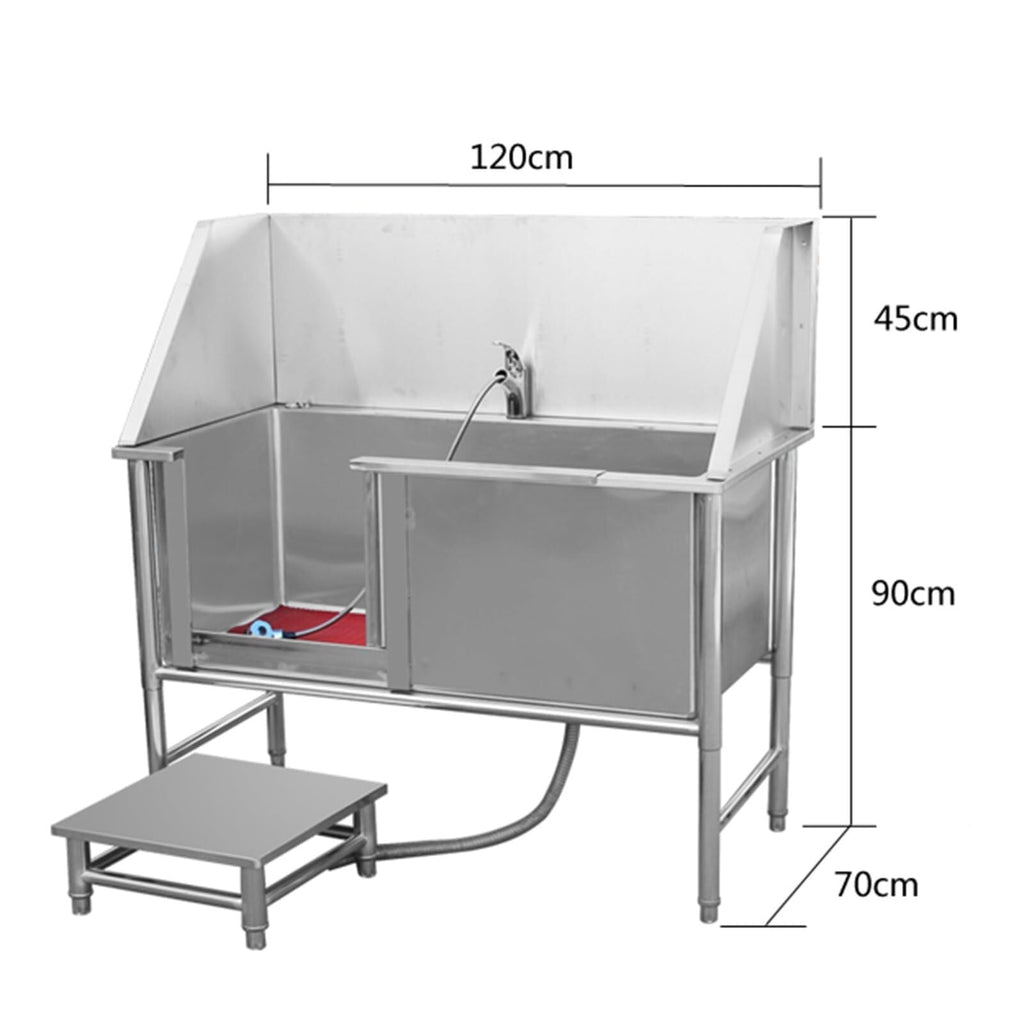 Stainless Steel Dog Washing Station with Sliding Door Q964258