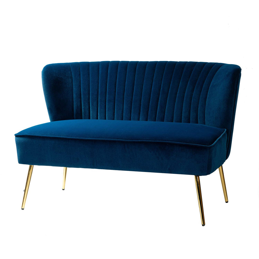 Navy Velvet Tufted Loveseat Sofa T965