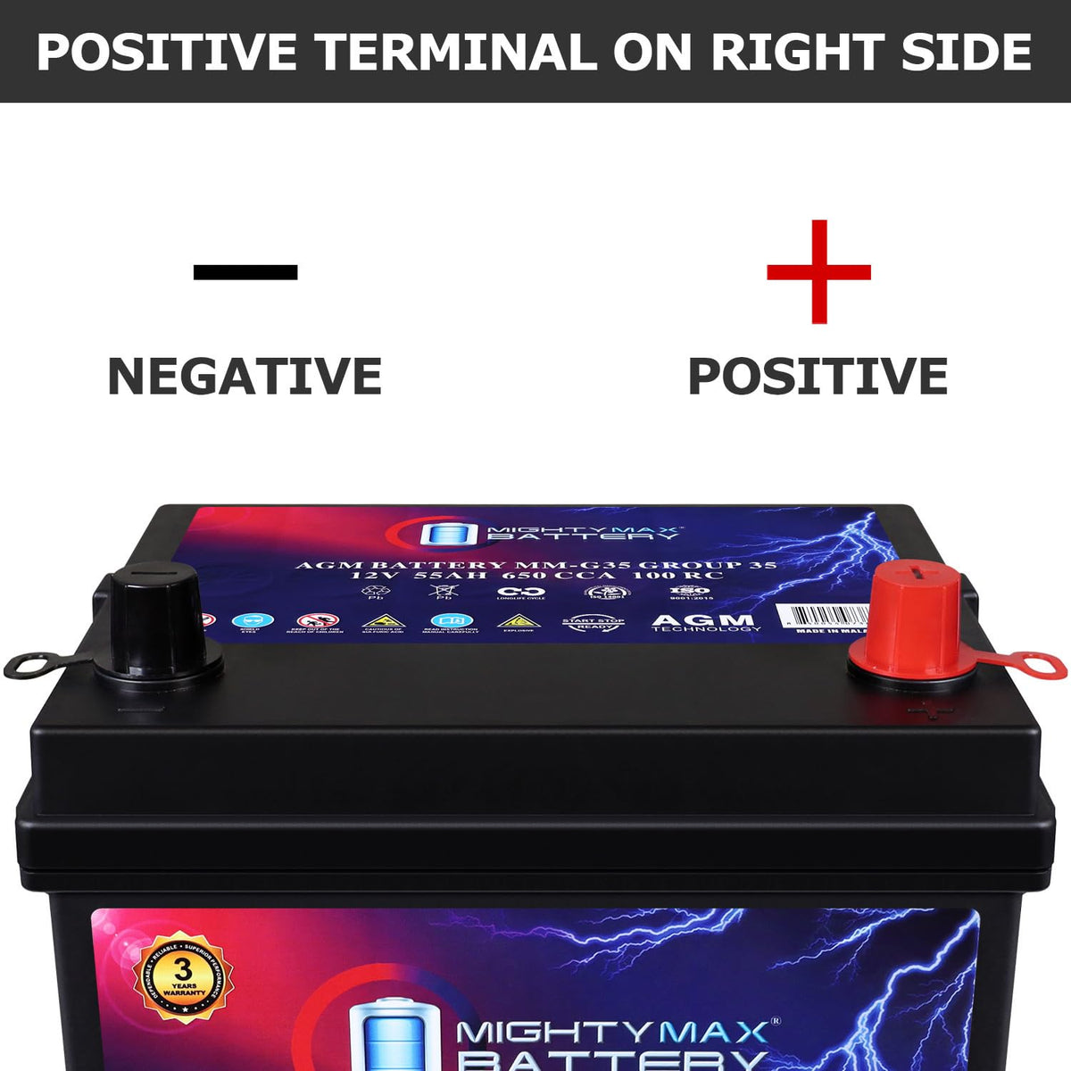 12V 55Ah AGM Replacement Battery B57835
