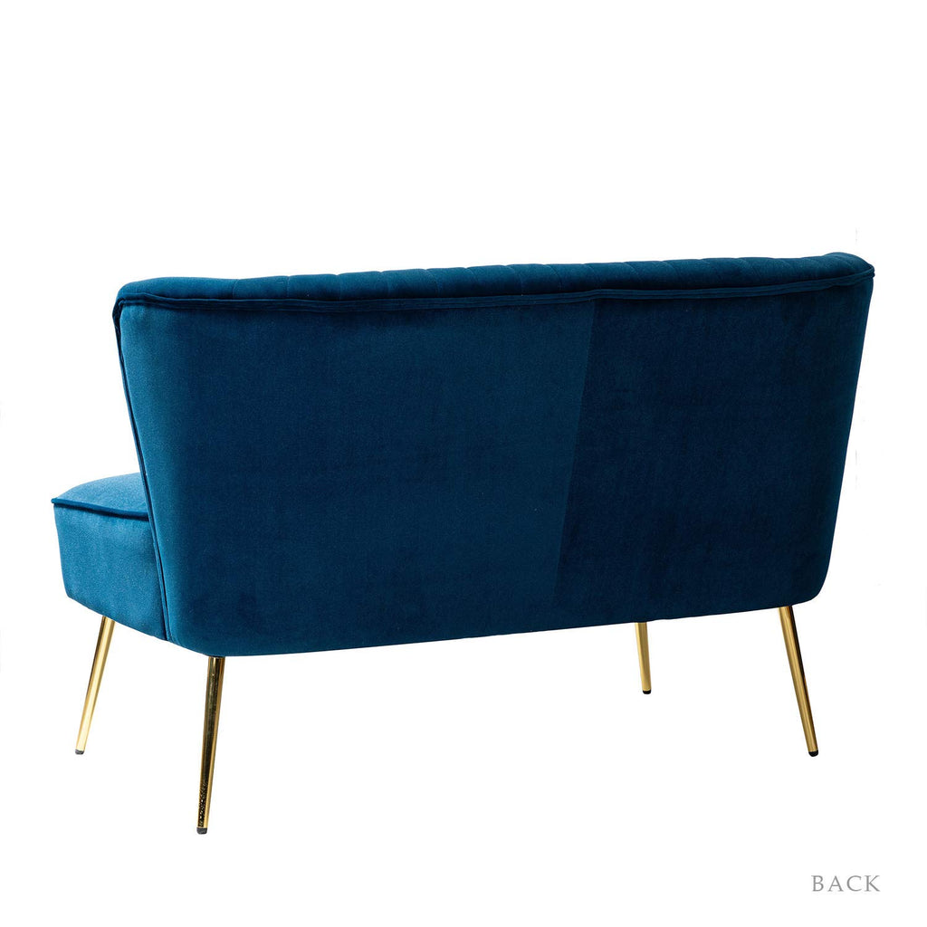 Navy Velvet Tufted Loveseat Sofa T965