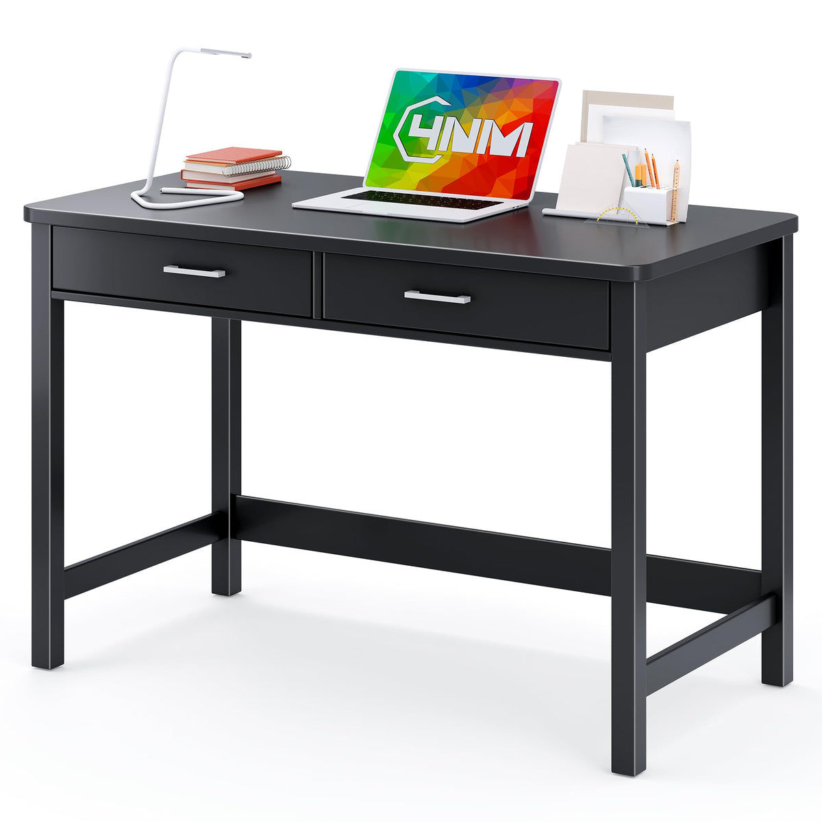 39.4" Small Desk with Wood Drawers Black E78325