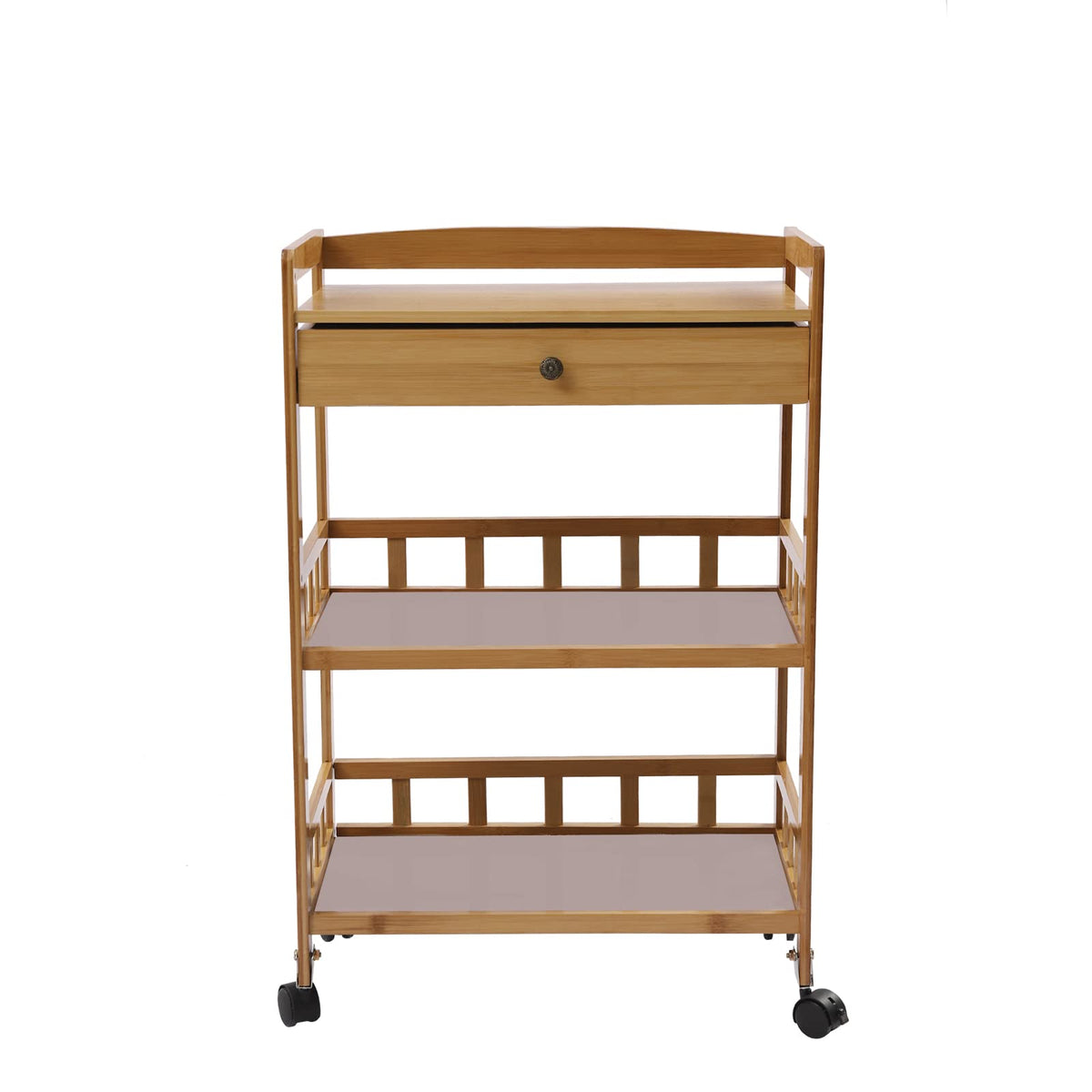 3-Tier Bamboo Rolling Kitchen Cart with Drawer O180011