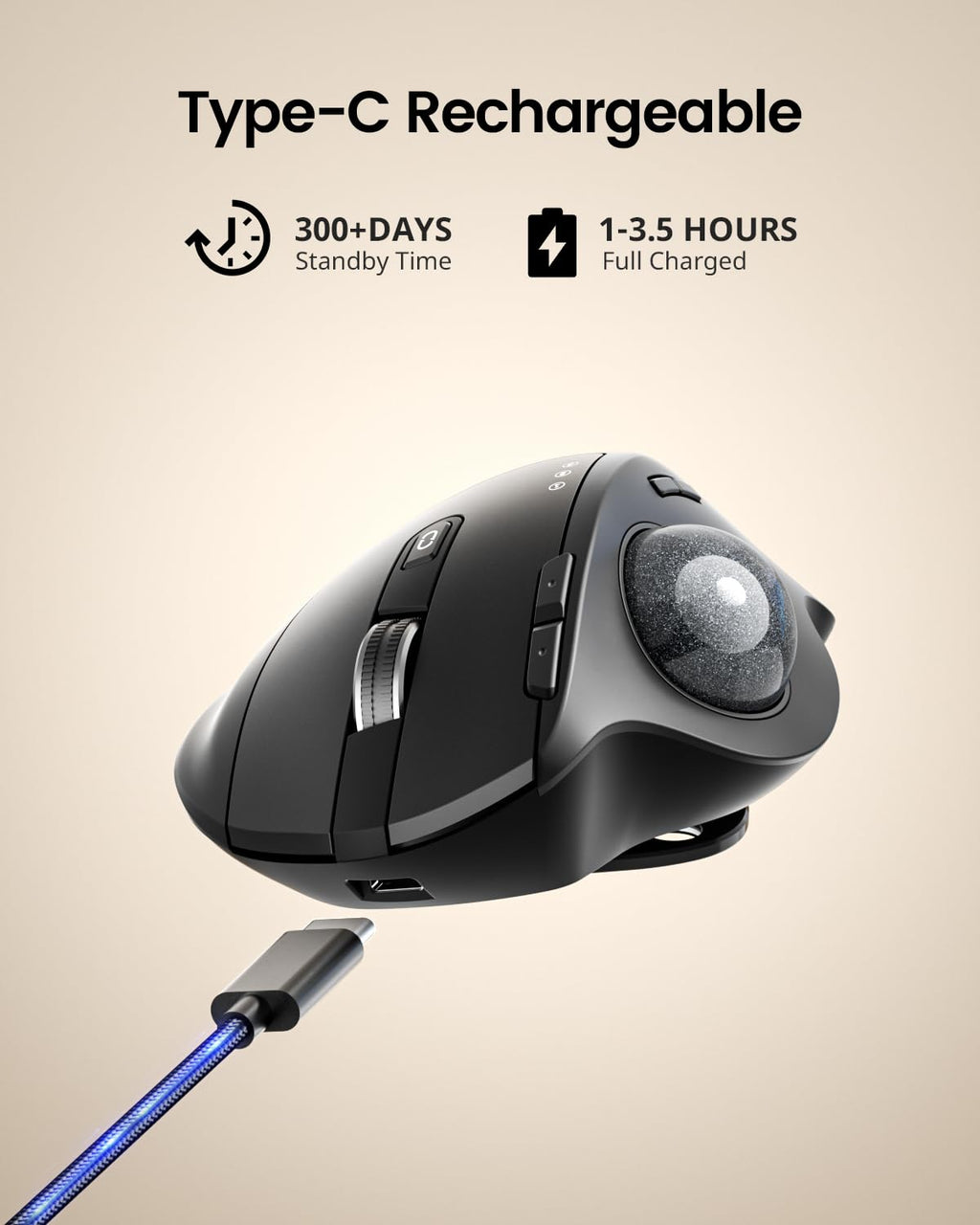 Wireless Rechargeable Gray Trackball Mouse P450