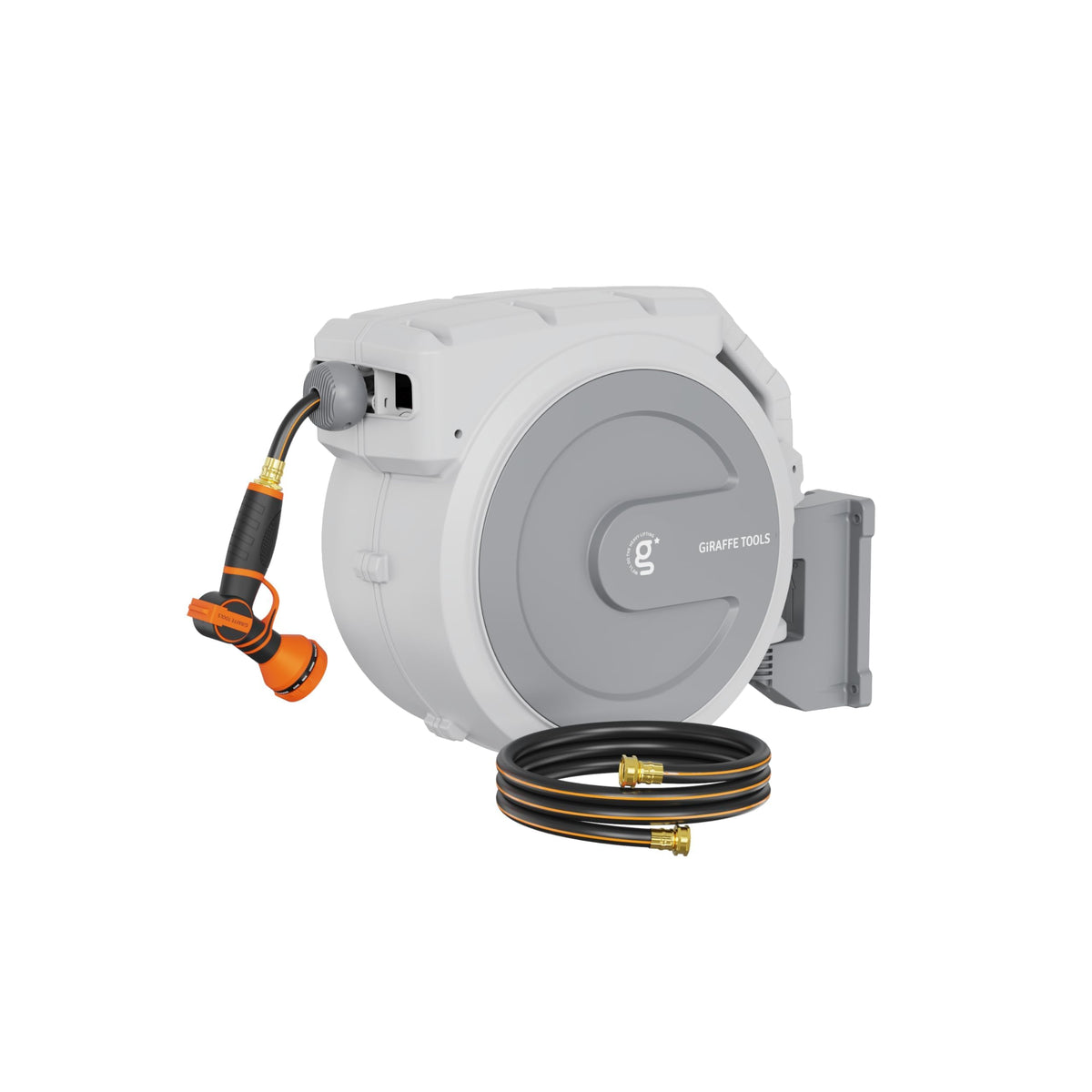 Retractable Garden Hose Reel 1/2" 130FT Wall Mount Light Grey K1353