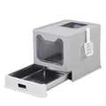 Foldable Stainless Steel Enclosed Cat Litter Box with Lid and Scoop Q8320