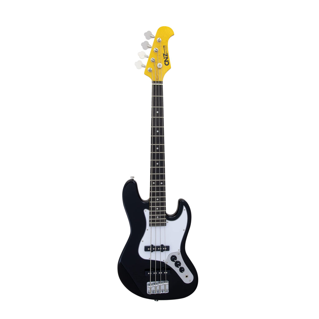 Black Mini Electric Bass Guitar with Maple Neck, Rosewood Fingerboard & White Pickguard T9635