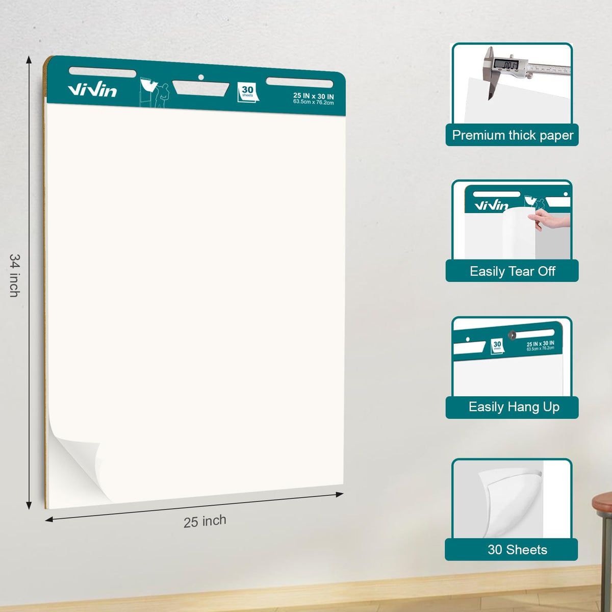 Sticky Easel Pad, 25 x 30 In, 2 Pads/Pack H851431