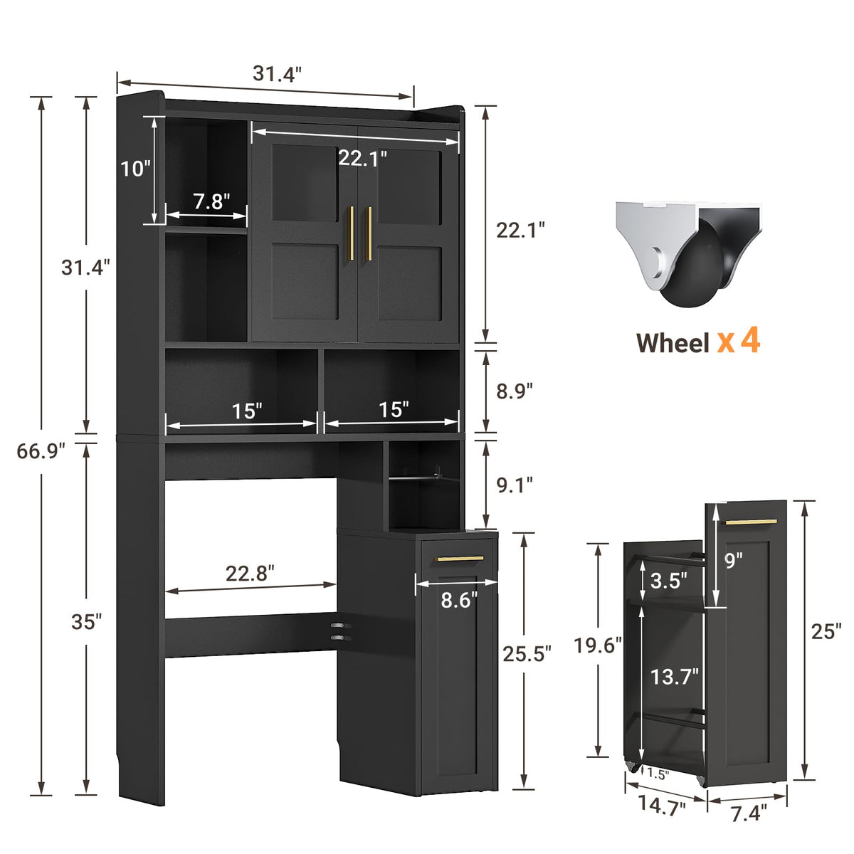 Over The Toilet Storage Cabinet with Acrylic Doors M778252