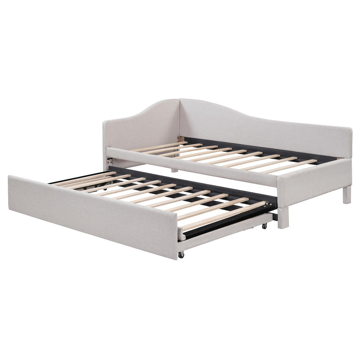 Twin Size Linen Upholstered Daybed with Pop up Trundle B391