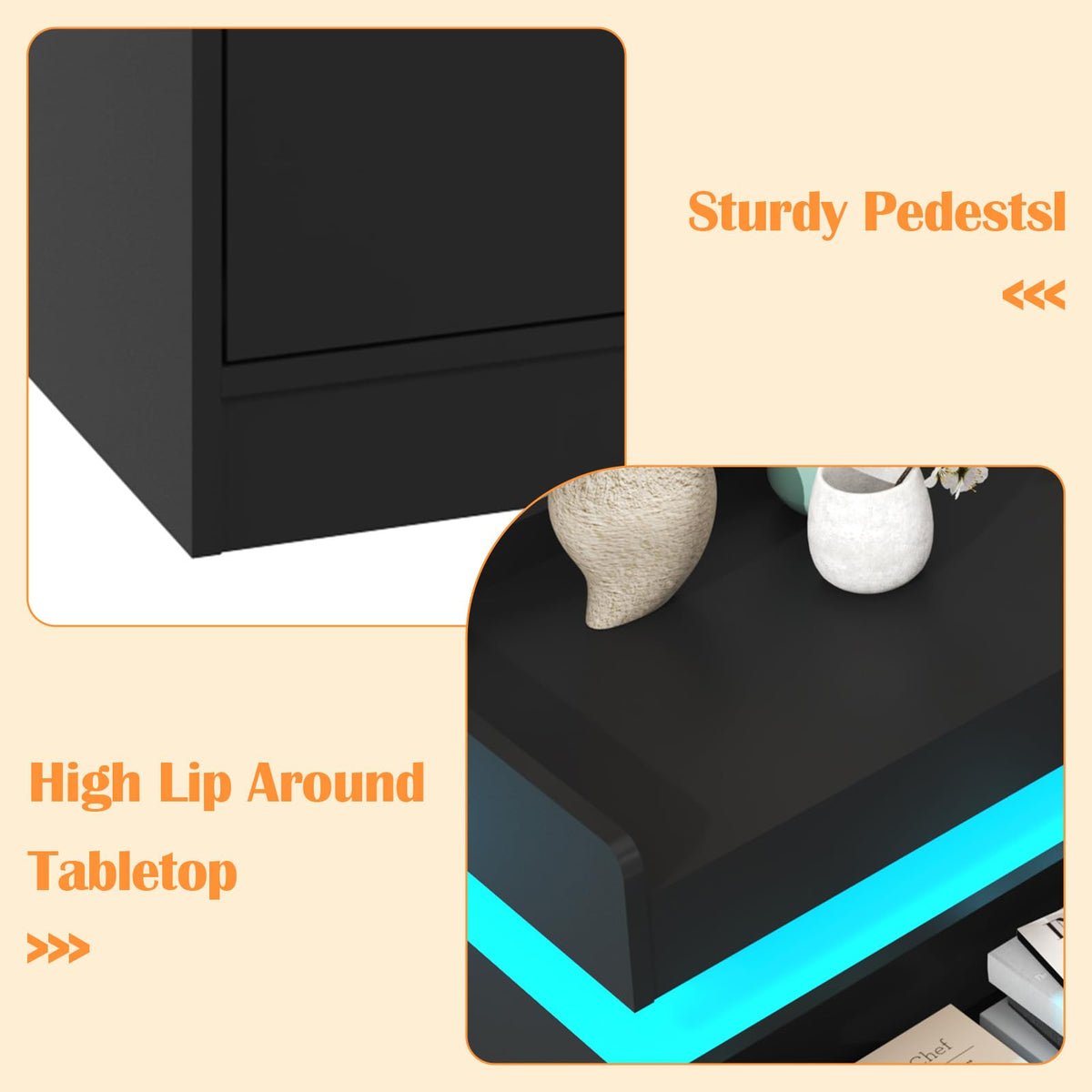 Black 9 Drawer Dresser with Charging Station and LED Lights U57051