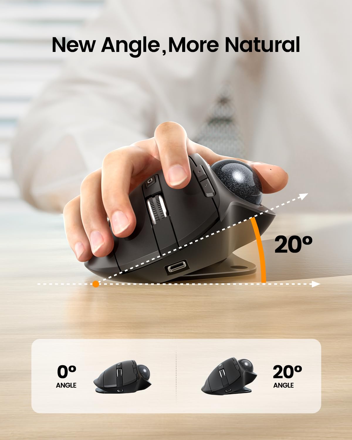 Wireless Rechargeable Gray Trackball Mouse P450