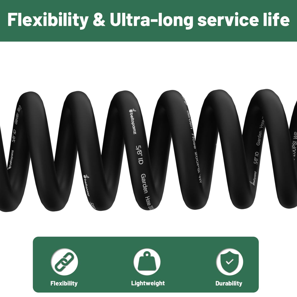 100 ft 5/8 in Heavy Duty Flexible Rubber Hybrid Garden Hose W891359