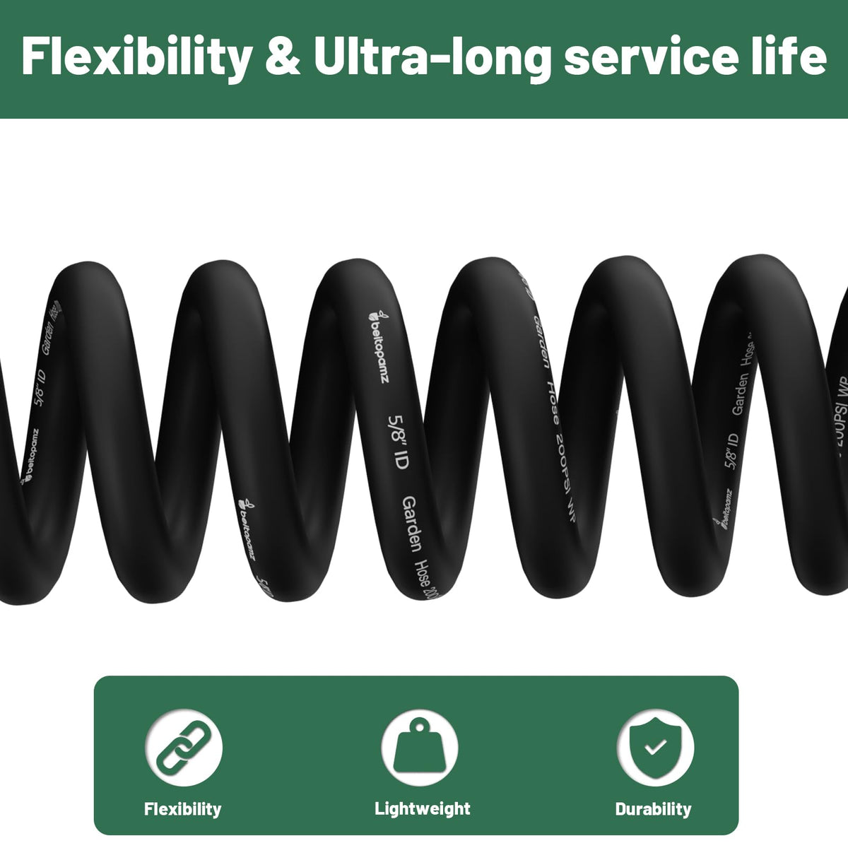 100 ft 5/8 in Heavy Duty Flexible Rubber Hybrid Garden Hose W891359