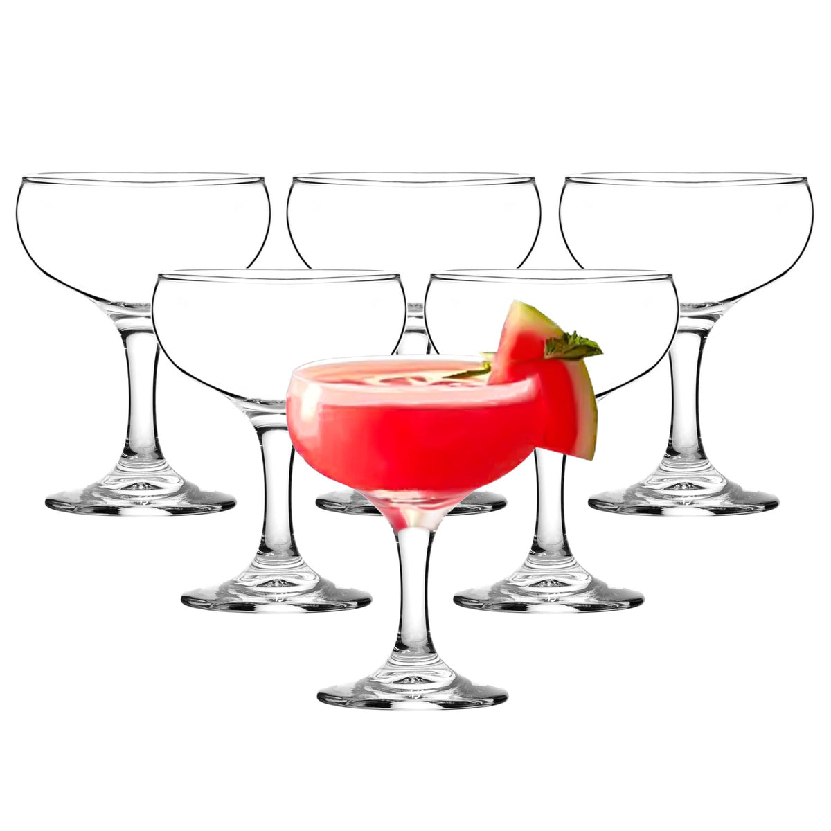 Clear 5 Ounce Stemmed Cocktail Glasses Set of 6 J9538