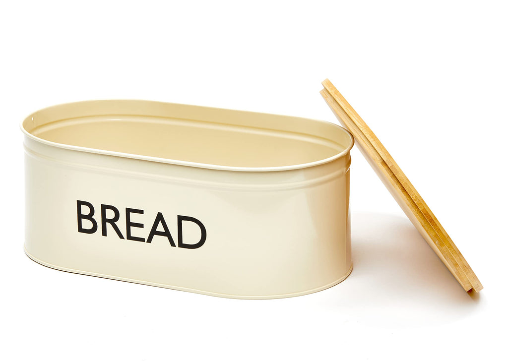 Metal Bread Box with Bamboo Lid W8966
