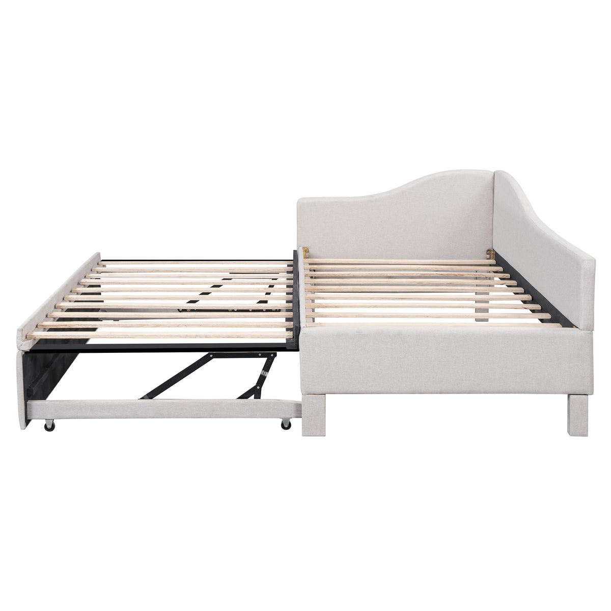 Twin Size Linen Upholstered Daybed with Pop up Trundle B391