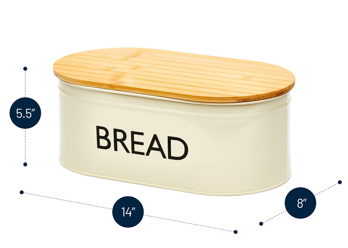 Metal Bread Box with Bamboo Lid W8966