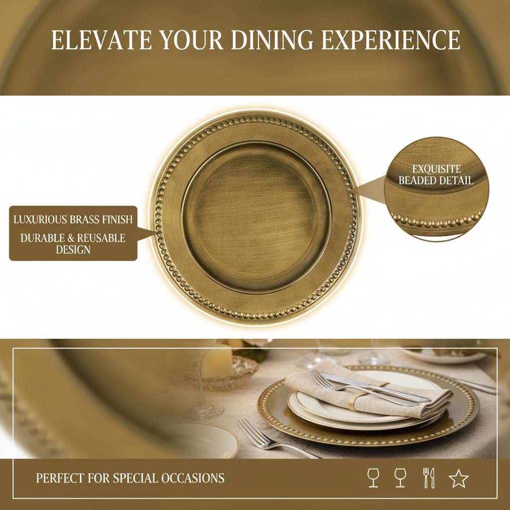 Gold Charger Plates Set of 12 T4090