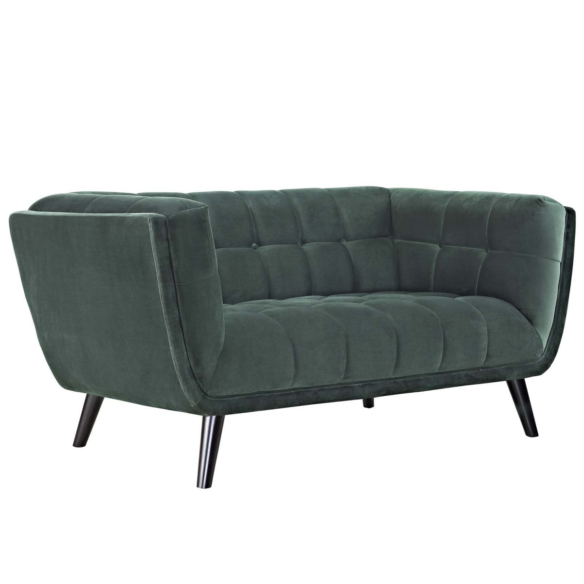 Green Velvet Button-Tufted Loveseat P89577