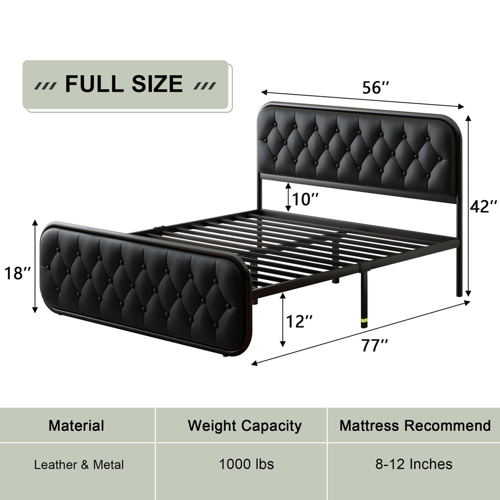 Full Size Upholstered Platform Bed Frame with Faux Leather Headboard L160654