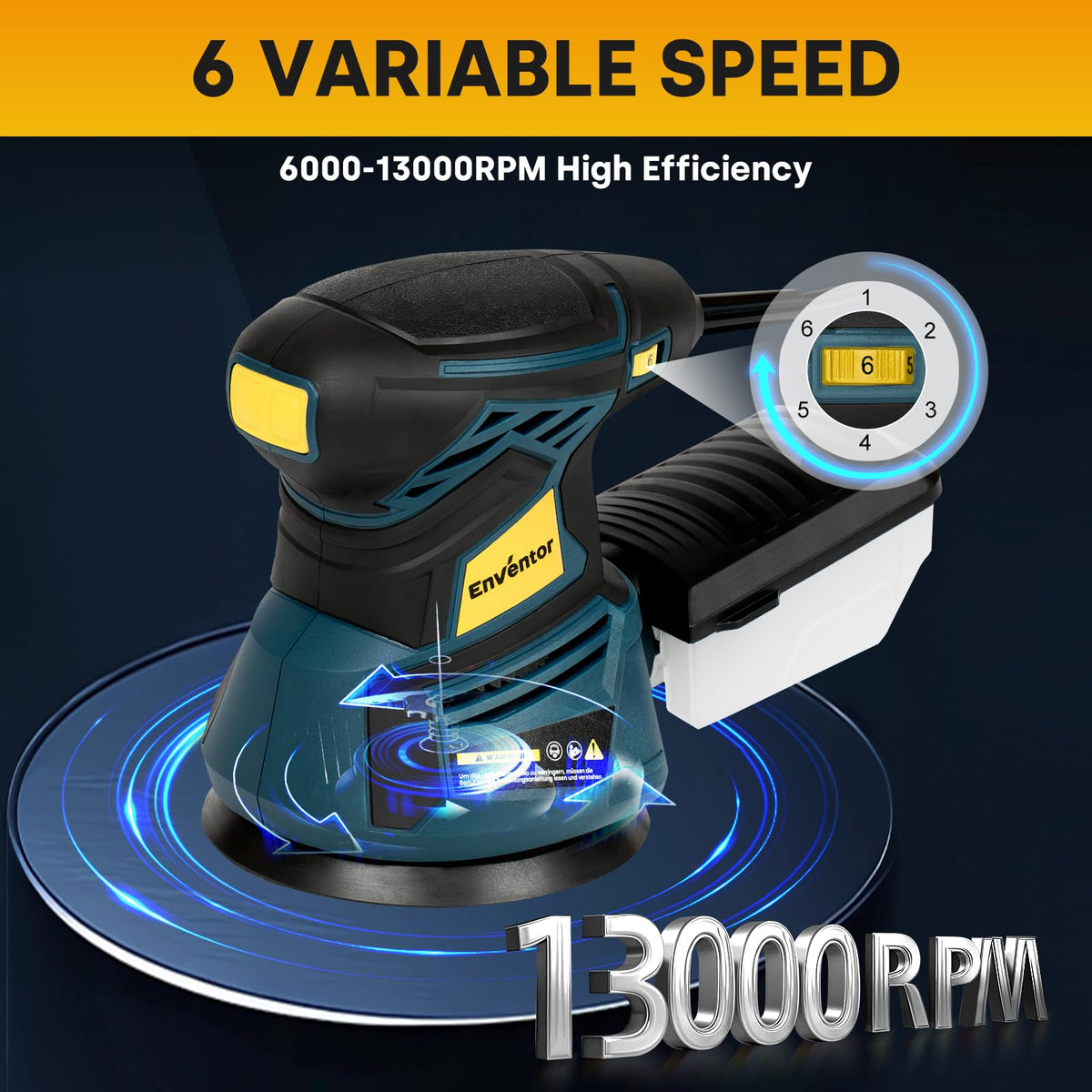 Orbital Sander with 6 Speeds, Dust Collection, 5 in, 3A Corded H6794