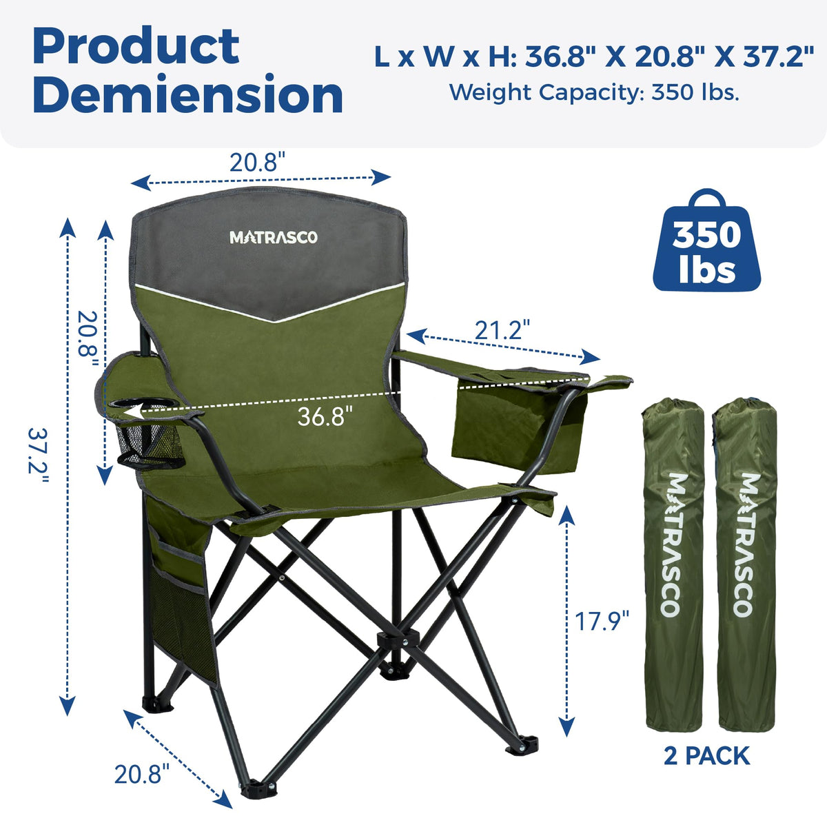 Green 2 Pack Folding Camping Chairs D47492