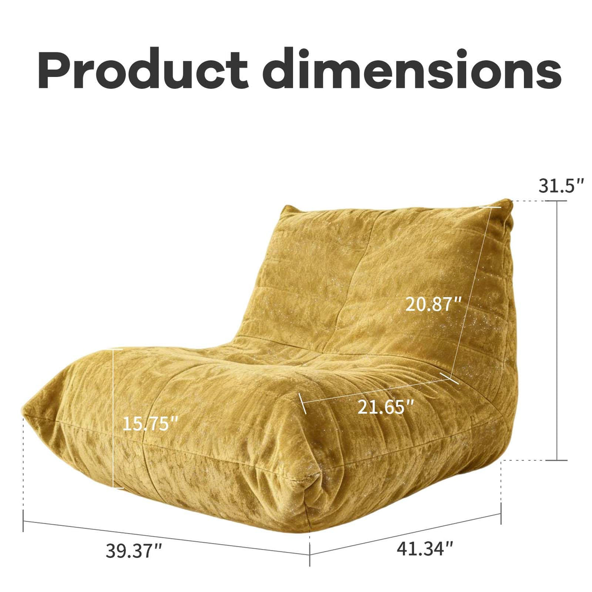 Yellow Memory Foam Bean Bag Chair E7822