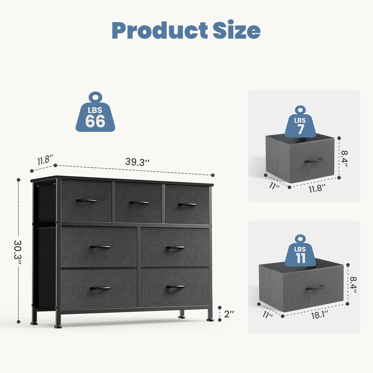 7 Drawer Fabric Dresser F525558