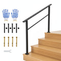 4 Step Black Aluminum Iron Outdoor Stair Handrail Kit N4286
