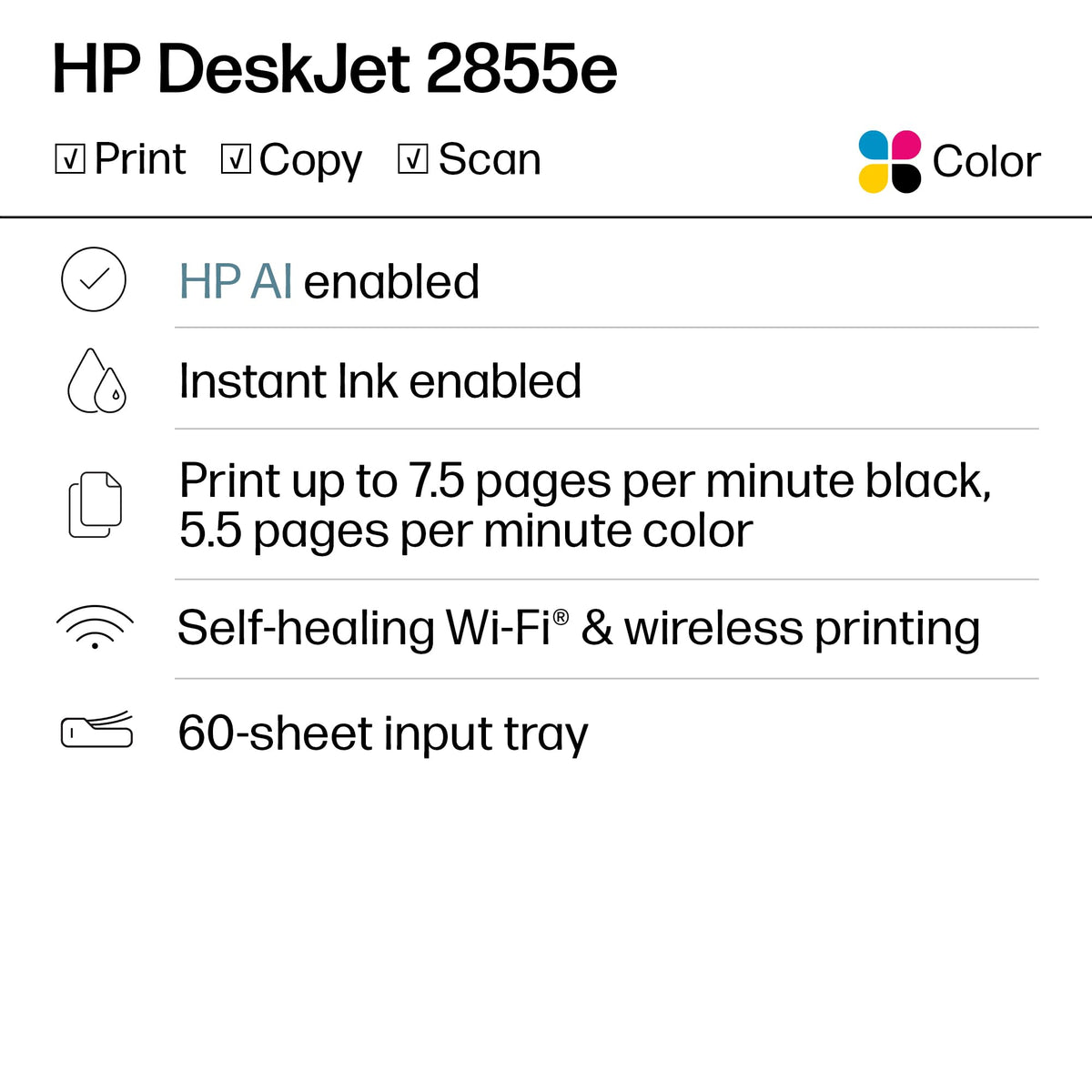 Wireless All-in-One Color Inkjet Printer, Scanner, Copier V925236