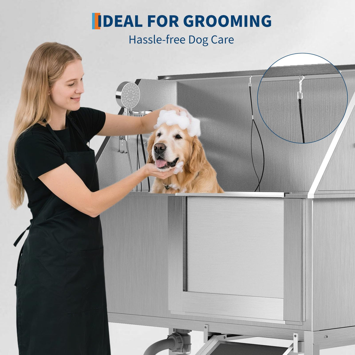 50" Stainless Steel Pet Bathing Tub with Sloped Ramp I354